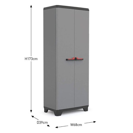 Armadio Keter Resistente Alto Grigio Portascope Componibile con Serratura Patio | BricoShop24