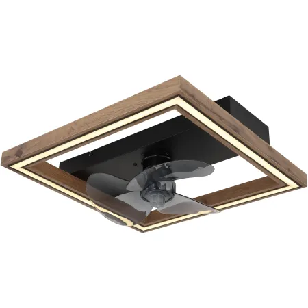 Ventilatore da Soffitto con Luce LED Nero Legno Quadrato Moderno