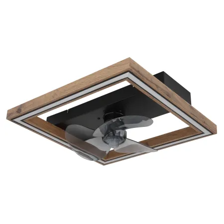 Ventilatore da Soffitto con Luce LED Nero Legno Quadrato Moderno