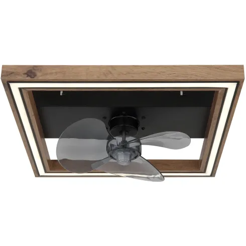 Ventilatore da Soffitto con Luce LED Nero Legno Quadrato Moderno