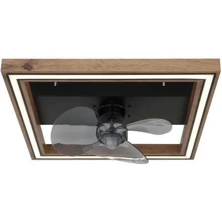 Ventilatore da Soffitto con Luce LED Nero Legno Quadrato Moderno