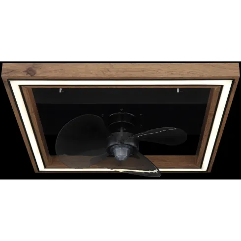 Ventilatore da Soffitto con Luce LED Nero Legno Quadrato Moderno