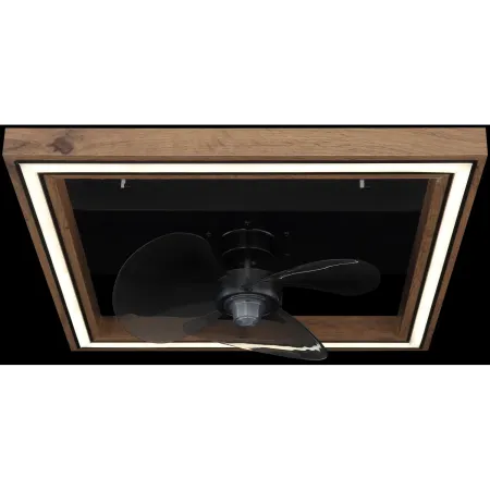 Ventilatore da Soffitto con Luce LED Nero Legno Quadrato Moderno