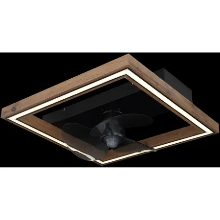 Ventilatore da Soffitto con Luce LED Nero Legno Quadrato Moderno