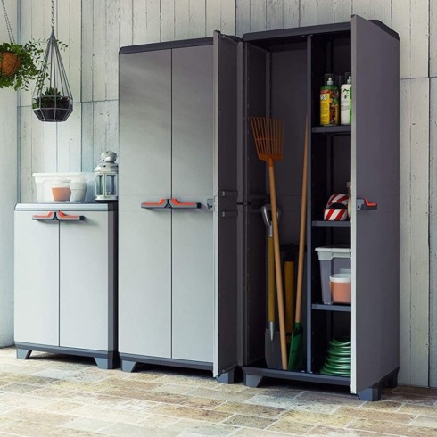 Keter Alto Armadio Grigio Multiuso da Esterno Ripostiglio Organizer Tuttopiani | BricoShop24