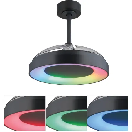 Ventilatore da Soffitto con Luce Grigio 91 cm LED RGB Pale Richiudibili
