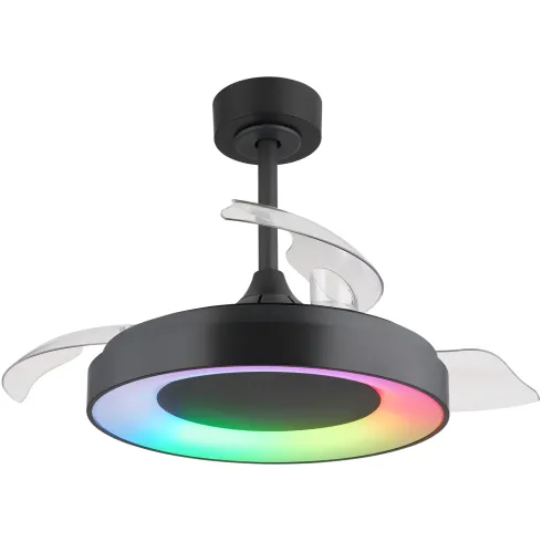 Ventilatore da Soffitto con Luce Grigio 91 cm LED RGB Pale Richiudibili