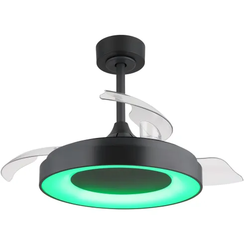 Ventilatore da Soffitto con Luce Grigio 91 cm LED RGB Pale Richiudibili