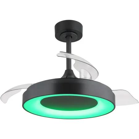Ventilatore da Soffitto con Luce Grigio 91 cm LED RGB Pale Richiudibili