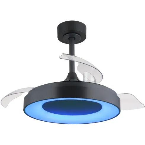 Ventilatore da Soffitto con Luce Grigio 91 cm LED RGB Pale Richiudibili