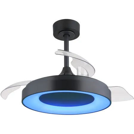 Ventilatore da Soffitto con Luce Grigio 91 cm LED RGB Pale Richiudibili