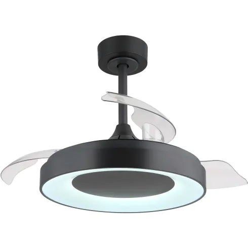 Ventilatore da Soffitto con Luce Grigio 91 cm LED RGB Pale Richiudibili