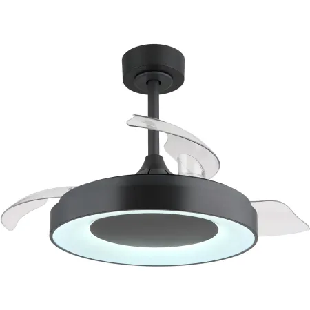 Ventilatore da Soffitto con Luce Grigio 91 cm LED RGB Pale Richiudibili