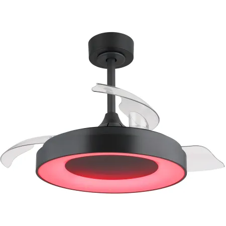 Ventilatore da Soffitto con Luce Grigio 91 cm LED RGB Pale Richiudibili