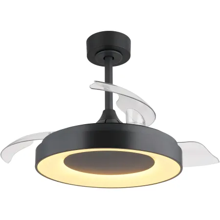 Ventilatore da Soffitto con Luce Grigio 91 cm LED RGB Pale Richiudibili