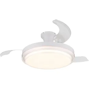 Ventilatore Soffitto con Luce Bianco 106 cm LED CCT Pale Richiudibili