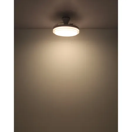 Ventilatore Soffitto con Luce Bianco 106 cm LED CCT Pale Richiudibili
