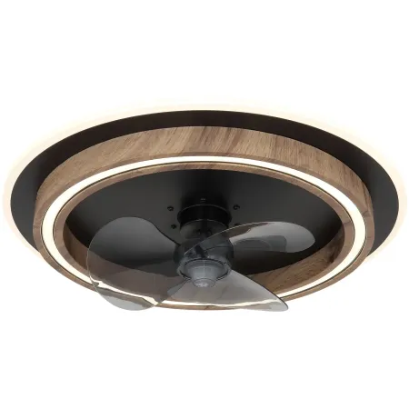 Ventilatore Soffitto con Luce Dimmerabile Nero Effetto Legno Telecomando