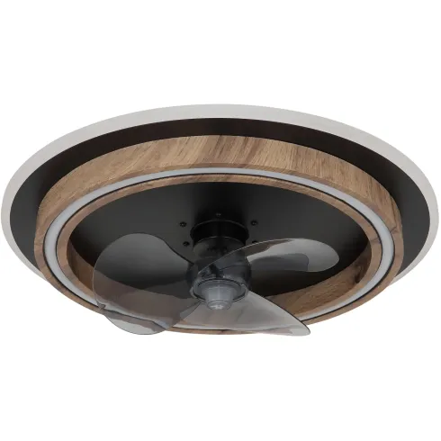 Ventilatore Soffitto con Luce Dimmerabile Nero Effetto Legno Telecomando