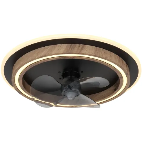 Ventilatore Soffitto con Luce Dimmerabile Nero Effetto Legno Telecomando