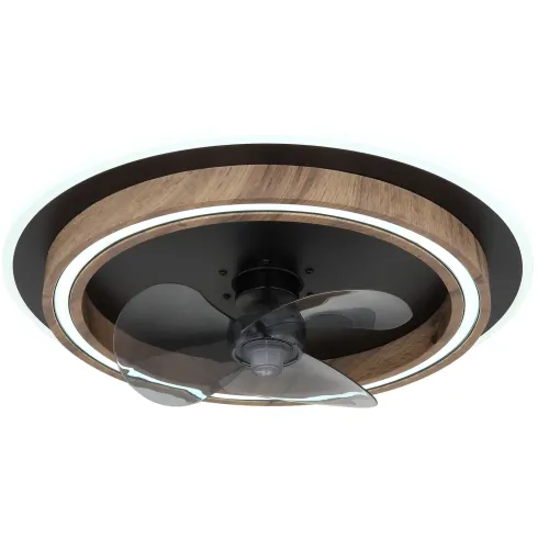 Ventilatore Soffitto con Luce Dimmerabile Nero Effetto Legno Telecomando