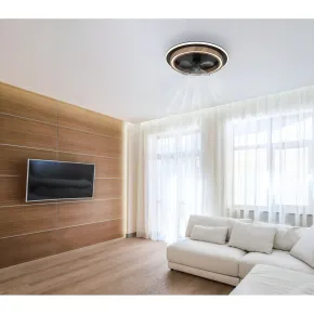 Ventilatore Soffitto con Luce Dimmerabile Nero Effetto Legno Telecomando 2
