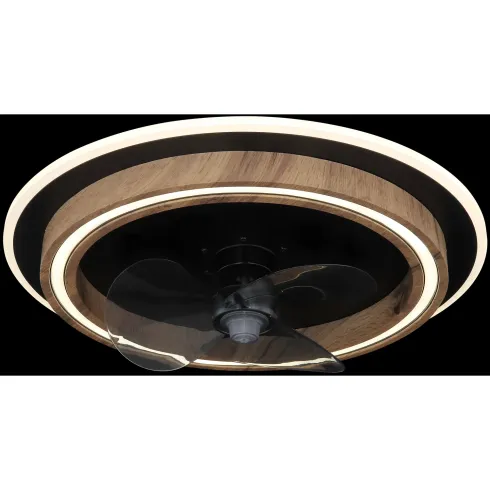Ventilatore Soffitto con Luce Dimmerabile Nero Effetto Legno Telecomando