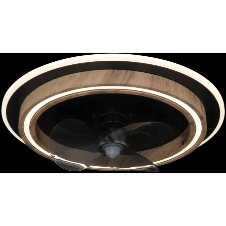 Ventilatore Soffitto con Luce Dimmerabile Nero Effetto Legno Telecomando
