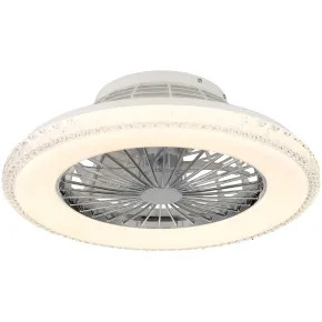 Ventilatore da Soffitto con Luce Bianco Cristalli LED CCT Telecomando