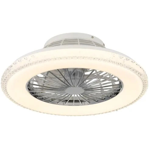 Ventilatore da Soffitto con Luce Bianco Cristalli LED CCT Telecomando