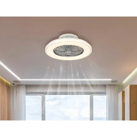 Ventilatore da Soffitto con Luce Bianco Cristalli LED CCT Telecomando