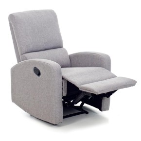 Poltrona Reclinabile Manuale Grigio Relax Letto Tessuto Salotto con Poggiapiedi 2