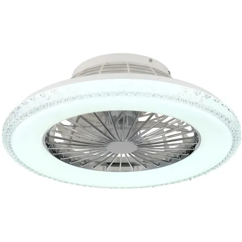 Ventilatore da Soffitto con Luce Bianco Cristalli LED CCT Telecomando