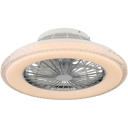 Ventilatore da Soffitto con Luce Bianco Cristalli LED CCT Telecomando