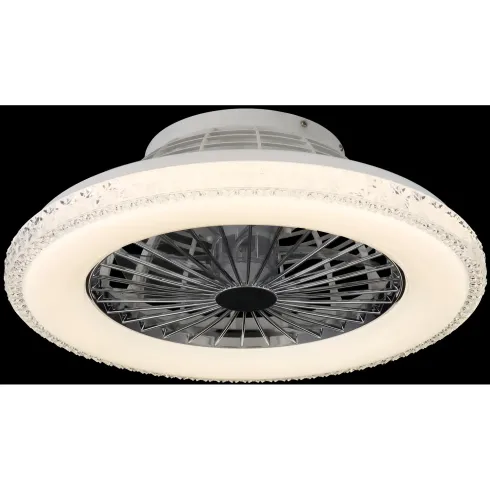 Ventilatore da Soffitto con Luce Bianco Cristalli LED CCT Telecomando