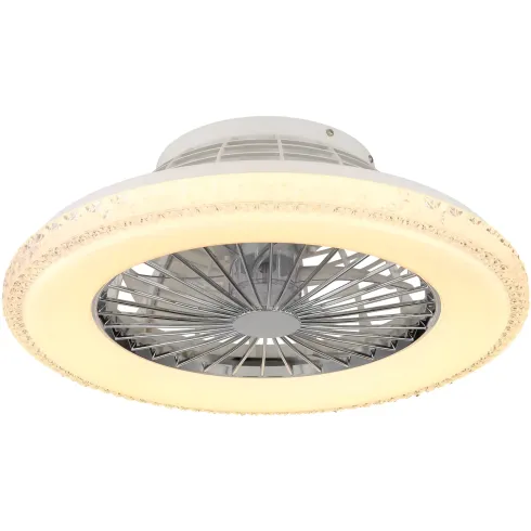 Ventilatore da Soffitto con Luce Bianco Cristalli LED CCT Telecomando