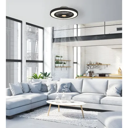 Ventilatore da Soffitto con Luce 54 cm Nero Telecomando Luce Notturna
