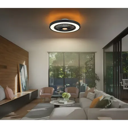 Ventilatore da Soffitto con Luce 54 cm Nero Telecomando Luce Notturna
