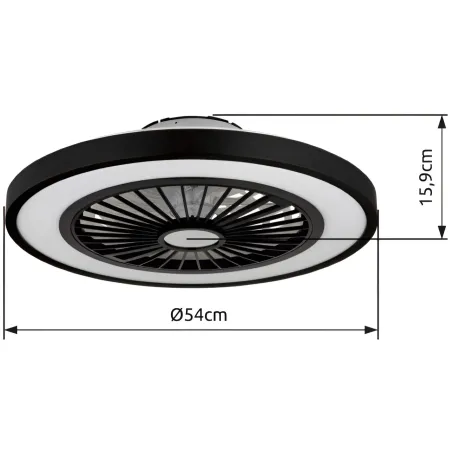 Ventilatore da Soffitto con Luce 54 cm Nero Telecomando Luce Notturna