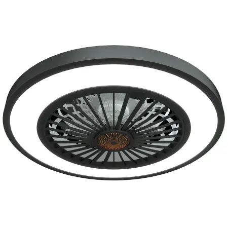 Ventilatore da Soffitto con Luce 54 cm Nero Telecomando Luce Notturna