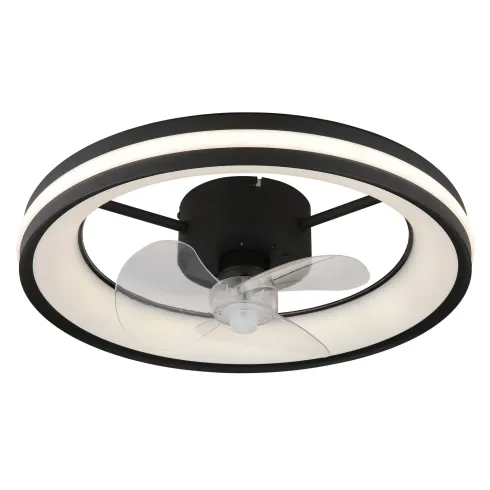 Ventilatore Soffitto con Luce LED Dimmerabile Nero 3 Pale Trasparenti