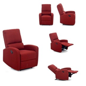 Poltrona Salotto Reclinabile Letto Fiorella Rosso Tessuto Recliner Manuale Casa