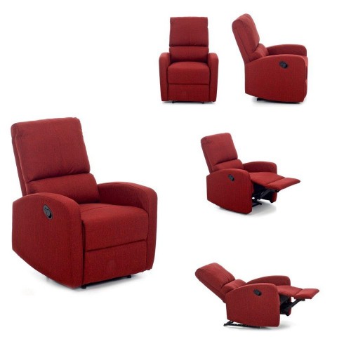 Poltrona Salotto Reclinabile Letto Fiorella Rosso Tessuto Recliner Manuale Casa