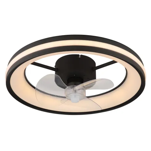 Ventilatore Soffitto con Luce LED Dimmerabile Nero 3 Pale Trasparenti