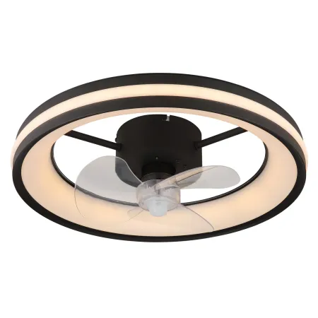 Ventilatore Soffitto con Luce LED Dimmerabile Nero 3 Pale Trasparenti
