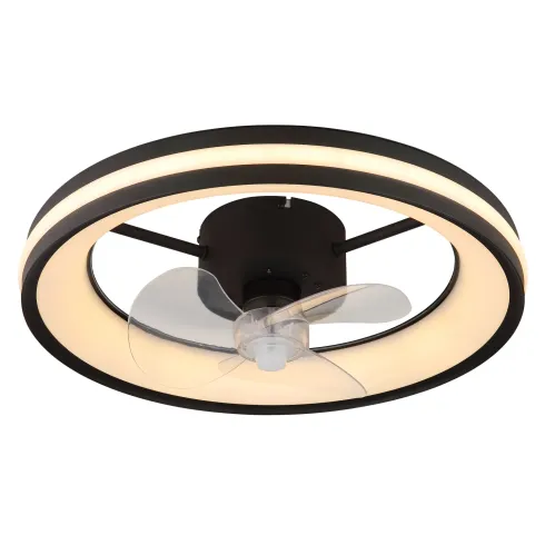 Ventilatore Soffitto con Luce LED Dimmerabile Nero 3 Pale Trasparenti