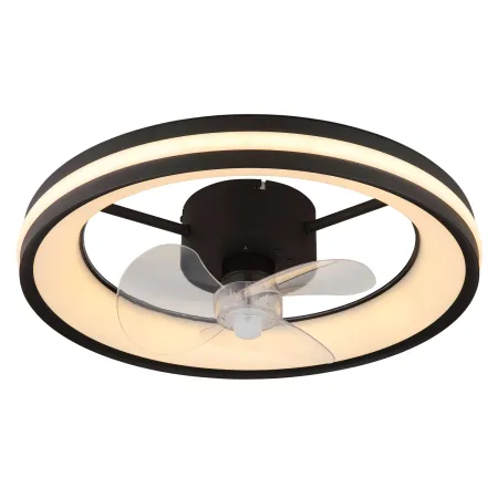Ventilatore Soffitto con Luce LED Dimmerabile Nero 3 Pale Trasparenti