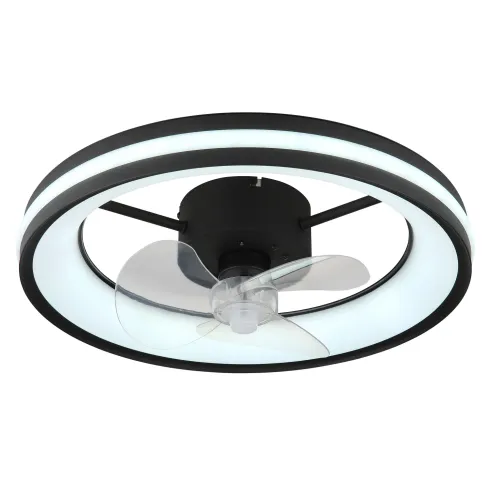 Ventilatore Soffitto con Luce LED Dimmerabile Nero 3 Pale Trasparenti