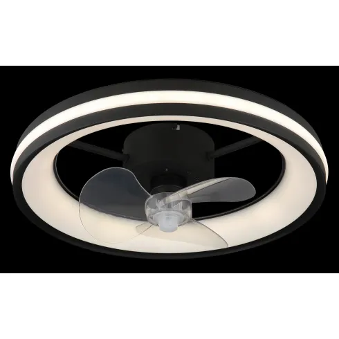 Ventilatore Soffitto con Luce LED Dimmerabile Nero 3 Pale Trasparenti