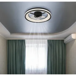 Ventilatore Soffitto con Luce LED Dimmerabile Nero 3 Pale Trasparenti 2